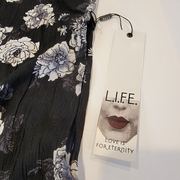 L.I.F.E Love is for Eternity Open Front Cardigan Poncho Black White M - Picture 8 of 15